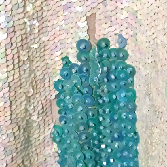 Vintage Art Deco Sequin Beaded Gown Cream Green M Ballroom Pageant Competition - Picture 9 of 12